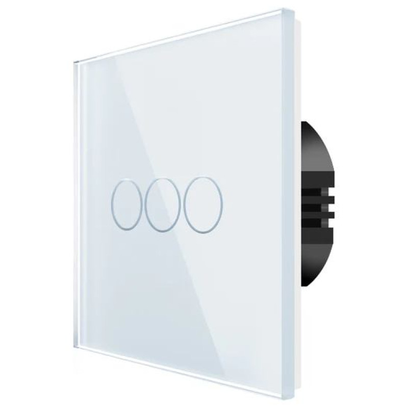 Spring Three Gang, One Way Touch Switch, Glass White