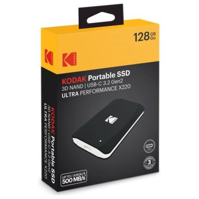 Kodak SSD 3.2Gen2 X220 128GB Portable EKSSD128GX220K