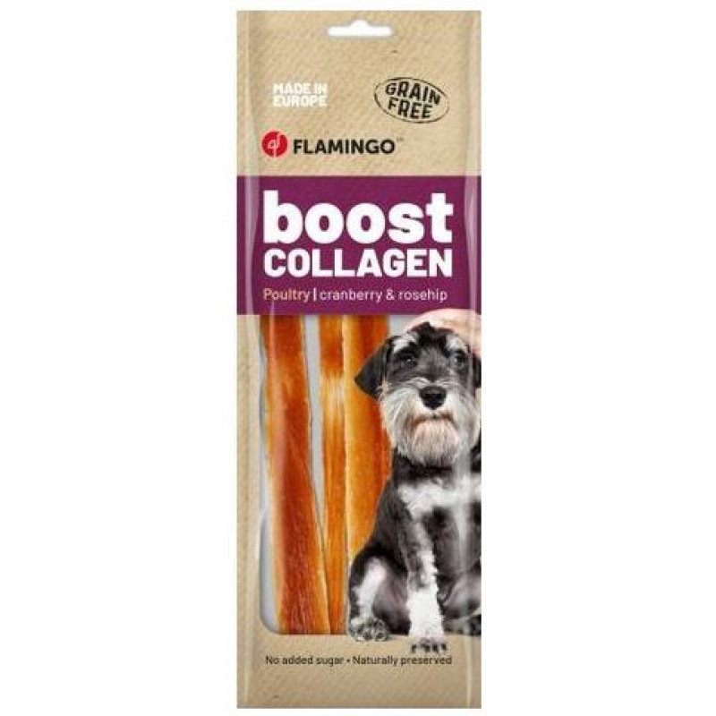 Flamingo gardumi suņiem Boost Strips with chicken & collagen 60 g