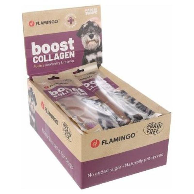 Flamingo gardumi suņiem Boost Strips with chicken & collagen 60 g