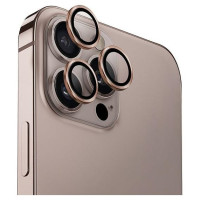 Uniq Optix Aluminum Camera Lens Protector iPhone 16 Pro 6.3" / 16 Pro Max 6.9" taupe gold camera lens glass with applicator