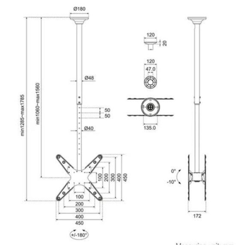 Neomounts TV SET ACC CEILING MOUNT 32-75/FPMA-C340DBLACK NEOMOUNTS