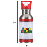 Paladone Super Mario Metal Water Bottle with Straw