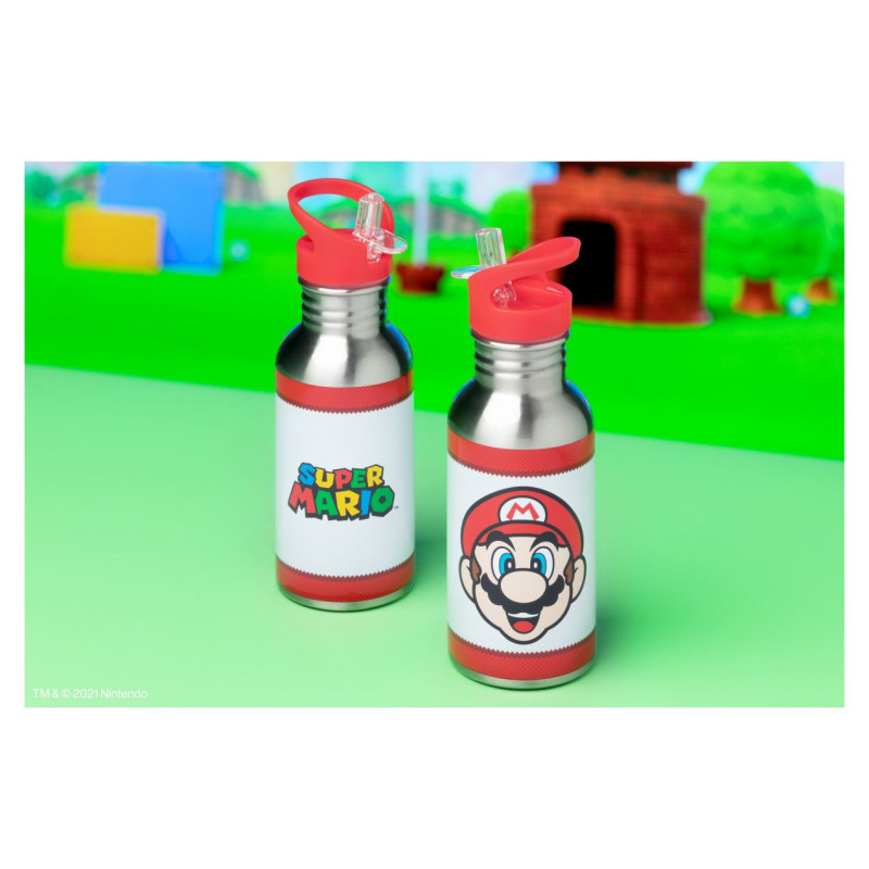 Paladone Super Mario Metal Water Bottle with Straw