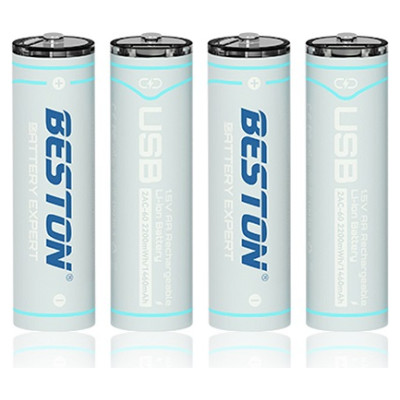 Hismart Rechargeable AA batteries with USB C, 1460mAh, Li-Ion, 4 pcs