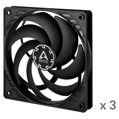 Arctic P12 Slim PWM PST Fans, 4-pin, 120mm, black, 3pcs