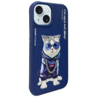Nimmy Glasses Cool Cat Case for iPhone 15 - Blue