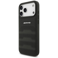 Mercedes AMG Leather Debossed Lines Logo Case for iPhone 17 Pro Max - Black