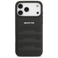 Mercedes AMG Leather Debossed Lines Logo Case for iPhone 17 Pro Max - Black