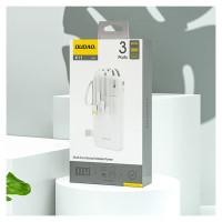 Dudao K11 10000mAh Powerbank with Built-in Cables - White