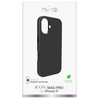 Puro Pure Icon Mag Pro Liquid Silicone Case for iPhone 17, MagSafe Compatible, with Camera Protection and Aluminum Buttons - Black