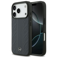 Mercedes Leather Laurel Leaves Stripes MagSafe Case for iPhone 17 Pro - Blue