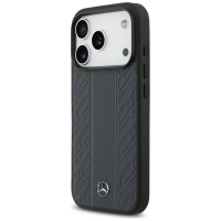 Mercedes Leather Laurel Leaves Stripes MagSafe Case for iPhone 17 Pro - Blue