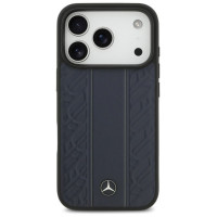 Mercedes Leather Laurel Leaves Stripes MagSafe Case for iPhone 17 Pro - Blue