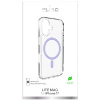Puro Lite Mag TPU+PC Case Compatible with MagSafe for iPhone 17 - Transparent with Pink Ring