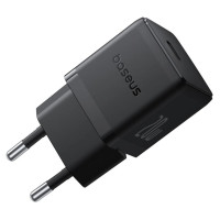 Baseus Palm 1C 20W Wall Charger (with Baseus Mini White USB-C 60W (20V/3A) 1m Cable) - Black