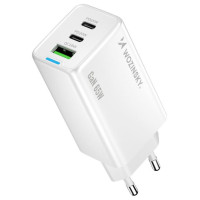 Wozinsky GaN 65W Charger with 2xUSB-C USB Ports with 65W CC Cable - White