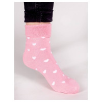Yoclub Zeķes frotē 31/34 SKF-0003 pink hearts
