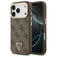 Guess 4G Triangle Logo MagSafe Case for iPhone 17 Pro - Brown and Gold