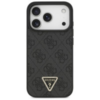 Guess Leather 4G Triangle Strass MagSafe Case for iPhone 17 Pro - Black