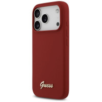 Guess Silicone Script Metal Logo MagSafe Case for iPhone 17 Pro - Red