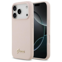 Guess Silicone Script Metal Logo MagSafe Case for iPhone 17 Pro - Pink