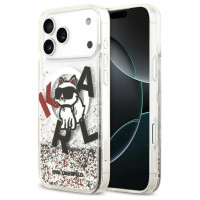 Karl Lagerfeld Liquid Glitter Choupette Logo MagSafe Case for iPhone 17 Pro Max - Clear
