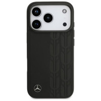 Mercedes Leather Laurel Leaves MagSafe Case for iPhone 17 Pro - Black