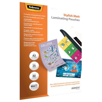 Fellowes LAMINATOR POUCH STYLISH MATT/A3 80 25PCS 5602201 FELLOWES