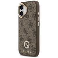 Guess 4G Strass Logo & Big Strap Metal Buttons MagSafe Case for iPhone 17 - Brown