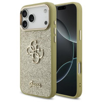 Guess Fixed Glitter Big 4G Metal Frame case for iPhone 17 Pro Max - gold