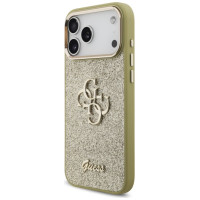 Guess Fixed Glitter Big 4G Metal Frame case for iPhone 17 Pro Max - gold