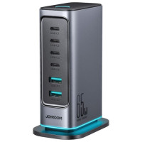 Joyroom Ładowarka Joyroom JR-TCM02 GaN 65W stacja ładująca 4xUSB-C 2xUSB-A wtyczka UK - szara