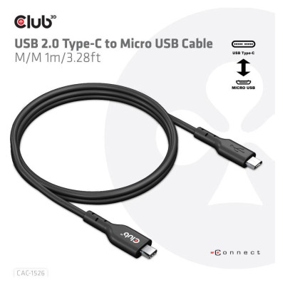 Club3D CABLE USB TO MICRO USB 1M/M/M CAC-1526 CLUB3D