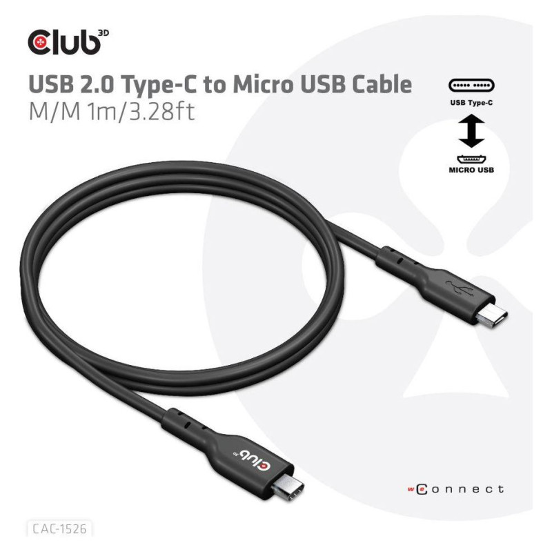 Club3D CABLE USB TO MICRO USB 1M/M/M CAC-1526 CLUB3D