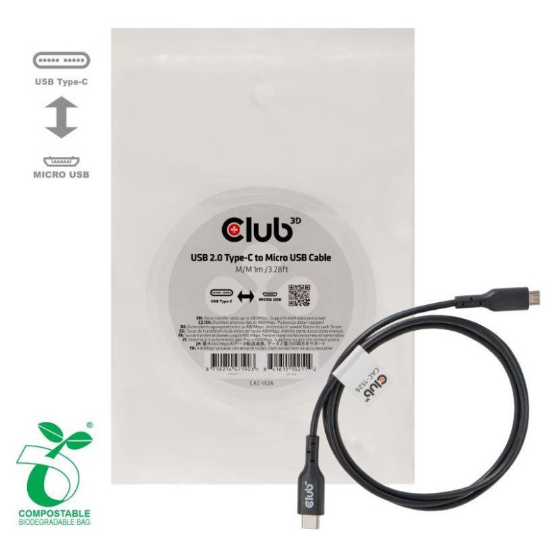 Club3D CABLE USB TO MICRO USB 1M/M/M CAC-1526 CLUB3D
