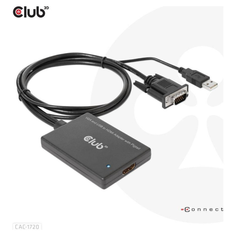 Club3D I/O ADAPTER VGA TO HDMI+USB/0.6M M/F CAC-1720 CLUB3D