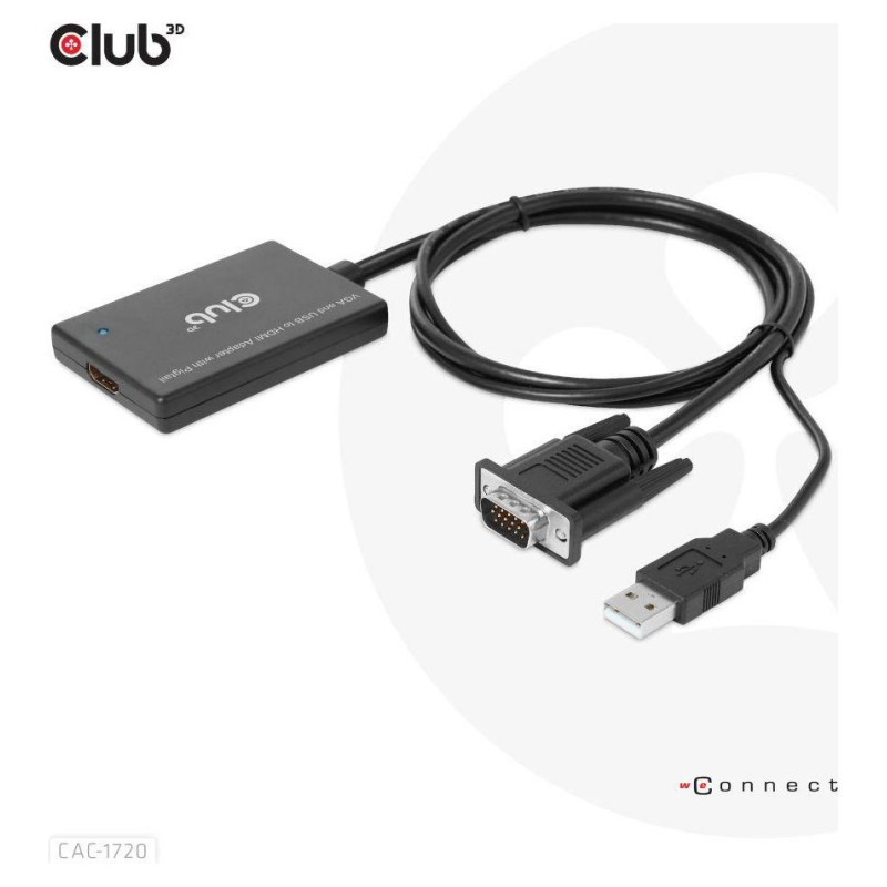 Club3D I/O ADAPTER VGA TO HDMI+USB/0.6M M/F CAC-1720 CLUB3D