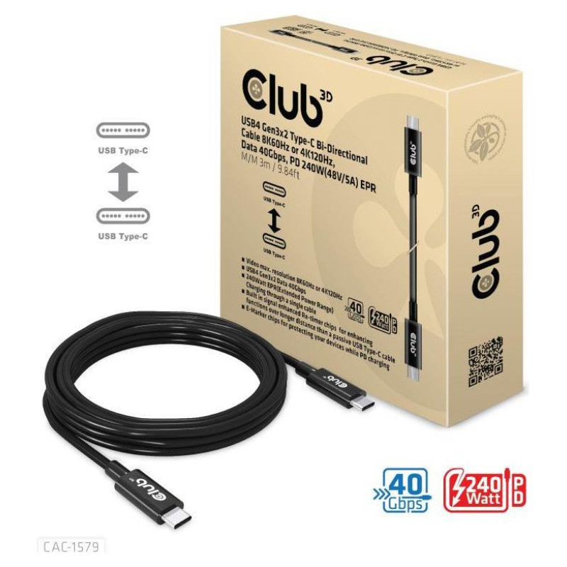 Club3D CABLE USB-C 3M/M/M CAC-1579 CLUB3D