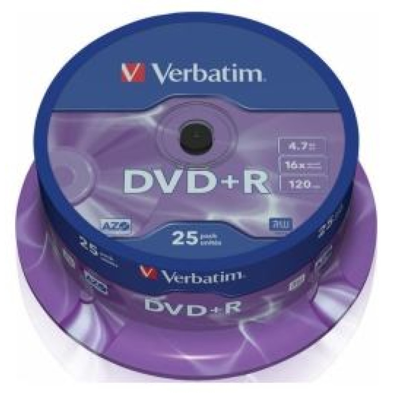 Verbatim Matricas DVD+R AZO Verbatim 4.7GB 16x 25 Pack, Spindle