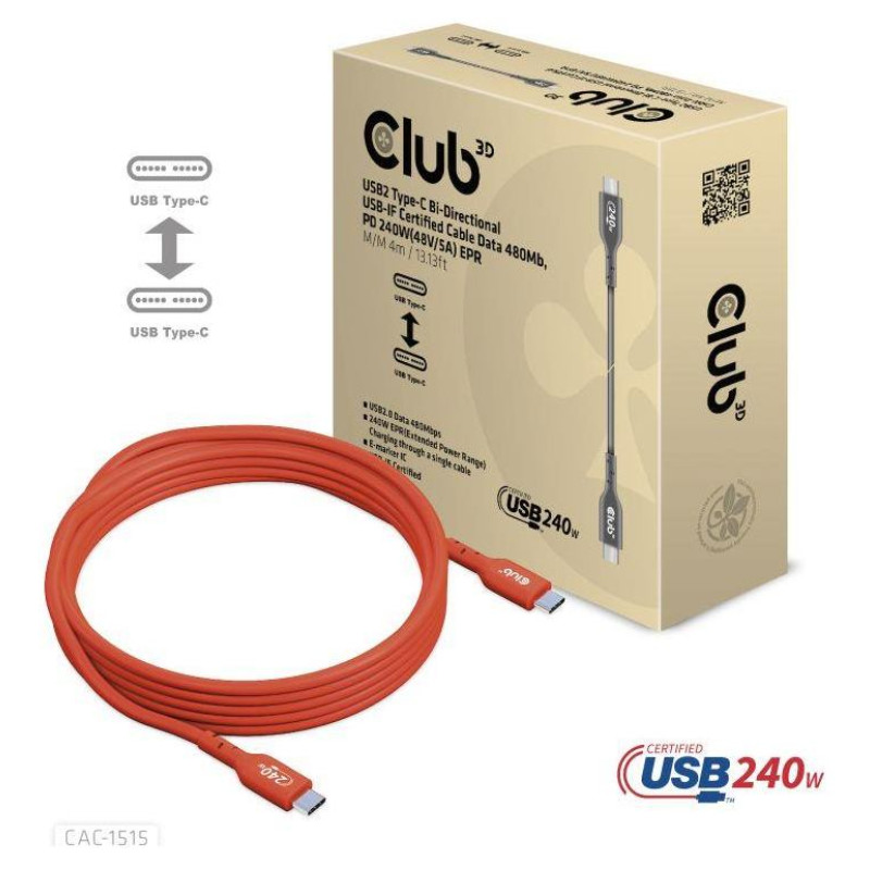 Club3D CABLE USB-C TO USB-C 4M/M/M CAC-1515 CLUB3D