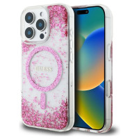 Guess HC Resin Bottom Glitter MagSafe iPhone 16 Pro Case - Pink