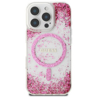 Guess HC Resin Bottom Glitter MagSafe iPhone 16 Pro Case - Pink