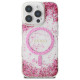 Guess HC Resin Bottom Glitter MagSafe iPhone 16 Pro Case - Pink