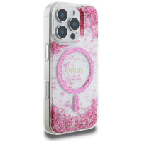 Guess HC Resin Bottom Glitter MagSafe iPhone 16 Pro Case - Pink