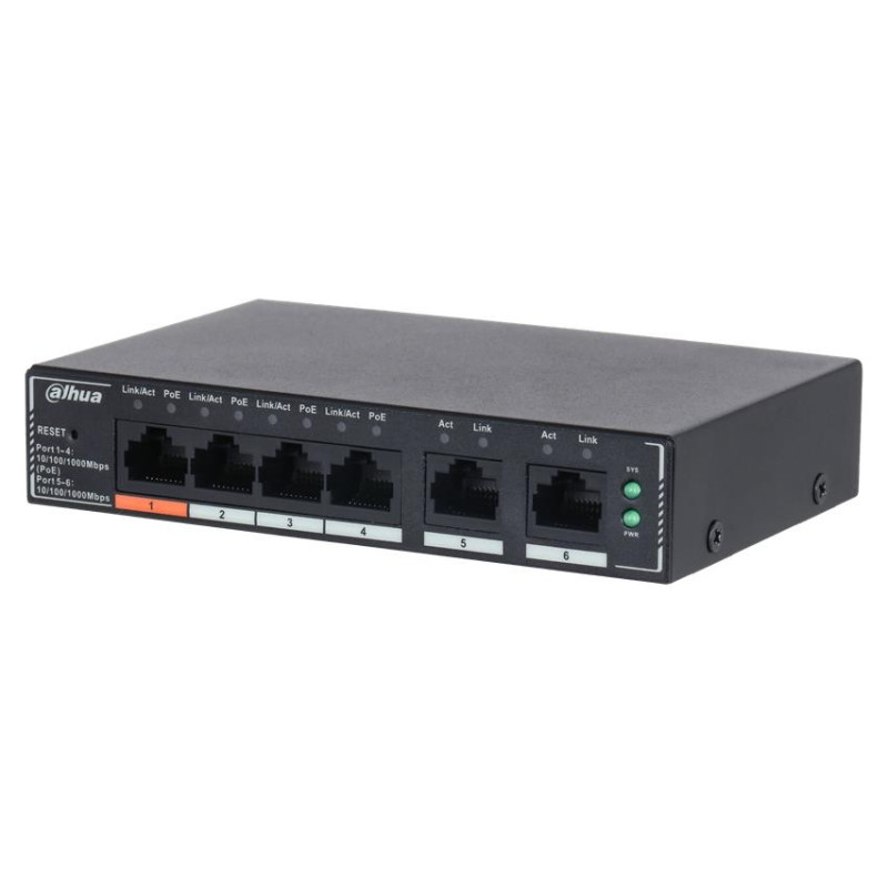 Dahua Switch|DAHUA|DH-SG4006P|Type L2|PoE ports 4|60 Watts|SG4006P