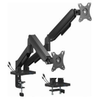 Gembird Monitora stiprinājums Gembird 2x 17&rdquo;-32&rdquo; Adjustable desk display mounting arm USB