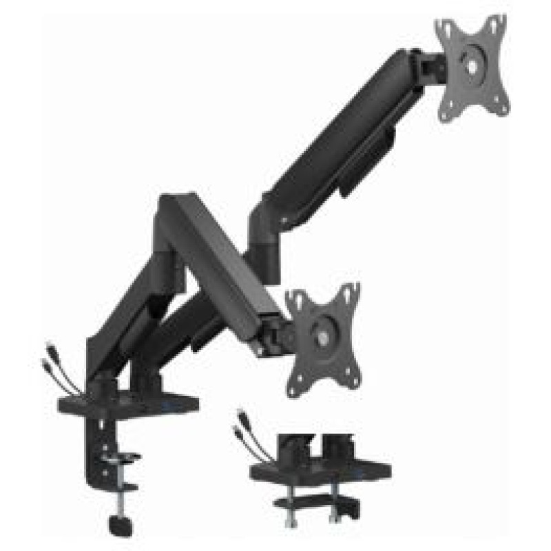 Gembird Monitora stiprinājums Gembird 2x 17&rdquo;-32&rdquo; Adjustable desk display mounting arm USB