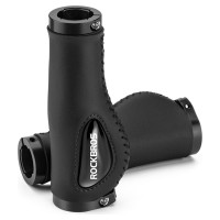 Rockbros 40720001001 leather bicycle grips - black