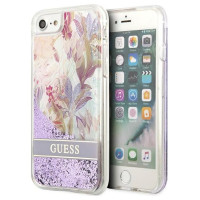 Guess Flower Liquid Glitter case for iPhone SE 2022 / SE 2020 / 7 / 8 - purple